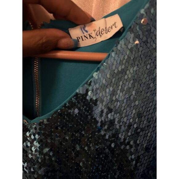 Blue Sequined Mini Dress - Picture 5 of 7